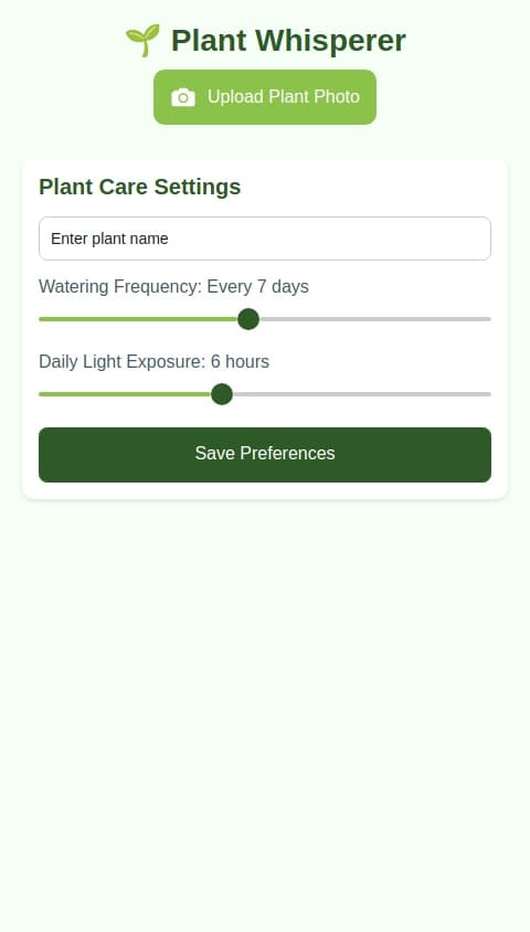 An app called Plant Whisperer that uses AI to diagnose plant health issues from photos and provides personalized care instructions. It can track watering schedules, light exposure, and even predict when plants will bloom