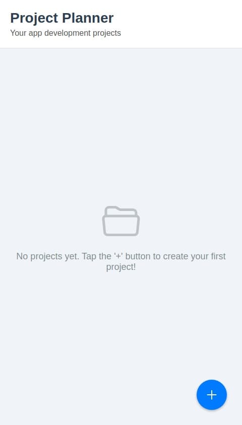 An app called Project Planner for app developers where users can plan and track their app development projects