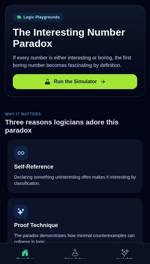 The interesting number paradox simulator