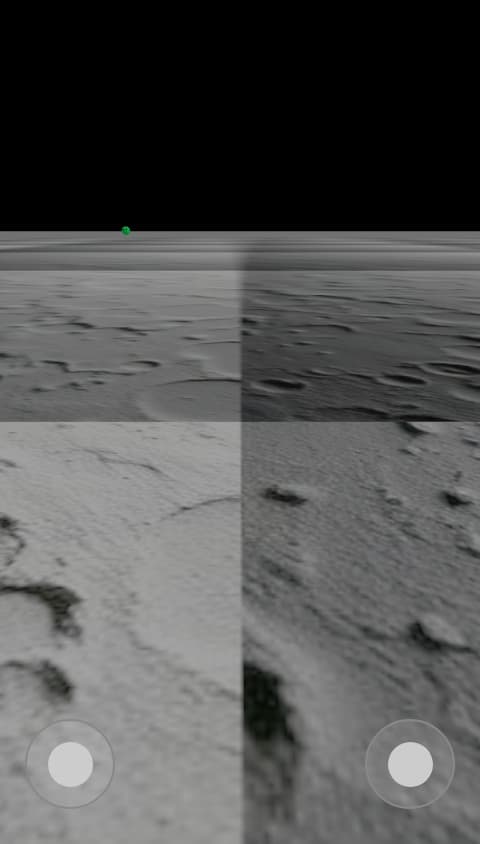 Make a game where you walk around on the moon trying to find aliens when you find one you win it is first person and 3D you use a joystick to move and a different joy stick to look around