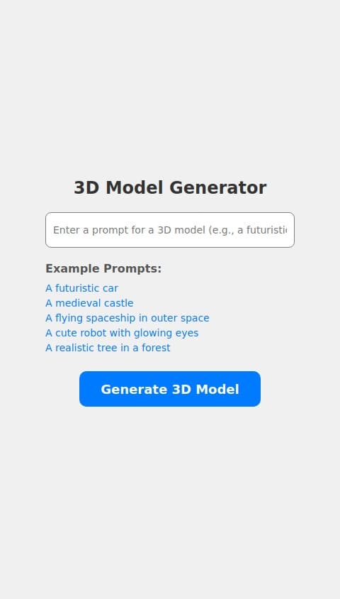 Please a real working 3d model generator