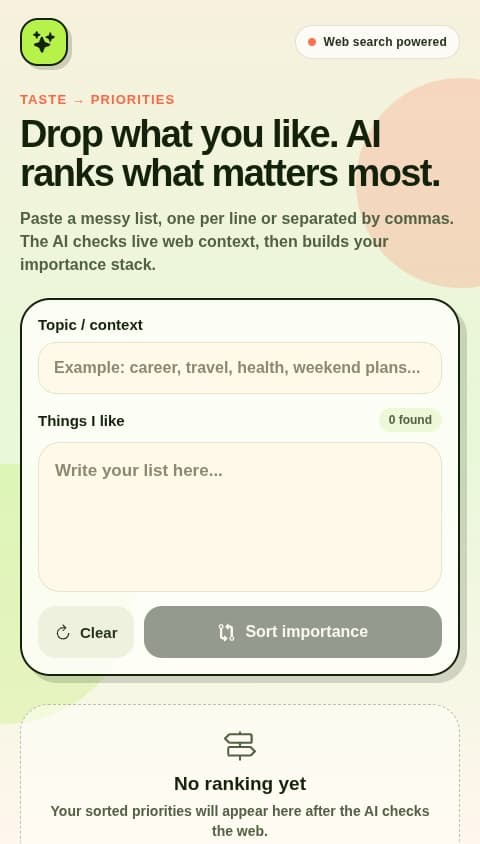 Smart Preference Sorter