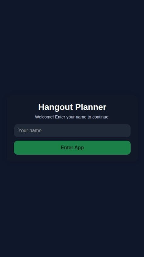 Hangout Planner App – Flow & Prompts