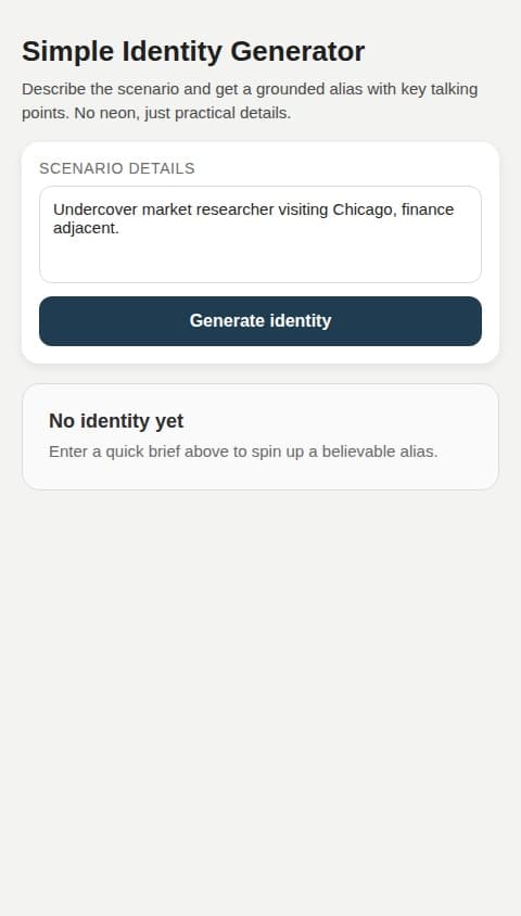Fake identity generator