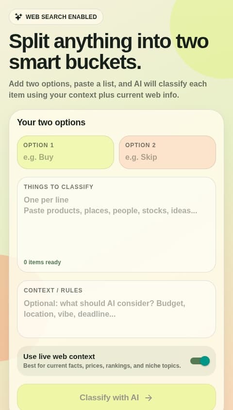 Smart Option Classifier