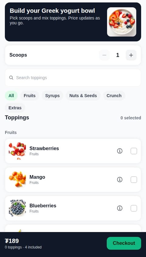 Yogurt Bowl Builder