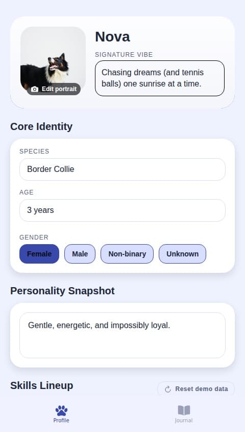 Pet Profile Journal