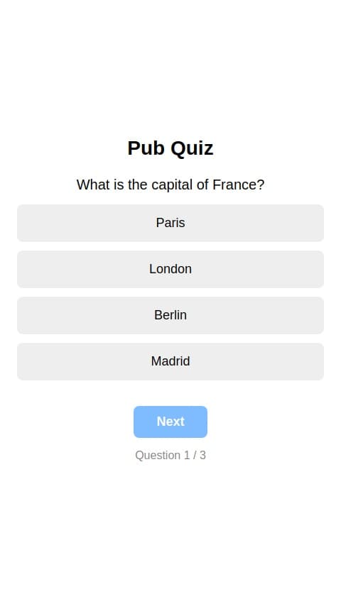 Pub quiz app