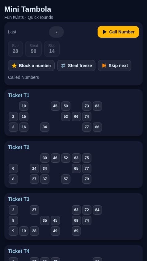 Tambola Twist Bingo