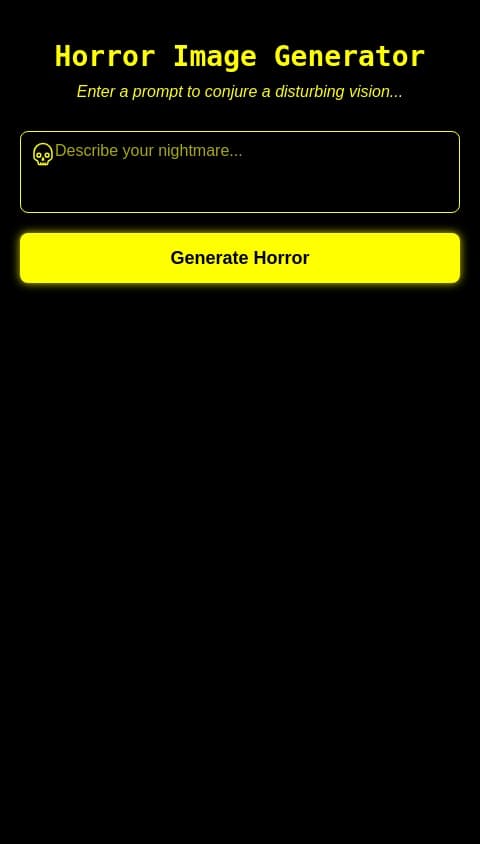 Create a SIM that can generate horrifying horror, images, disturbing images It should have a black background with yellow highlights￼