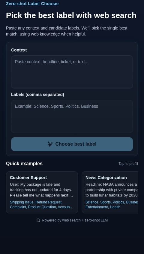 Contextual Label Picker