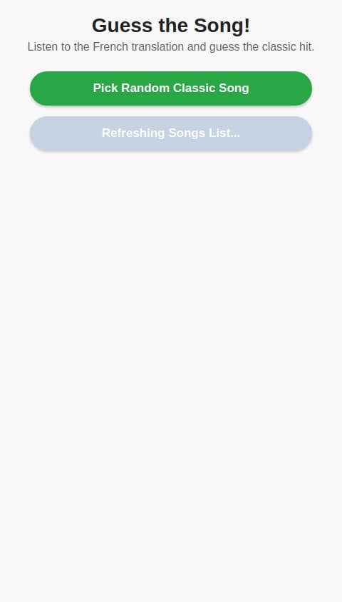 An app which takes a French song title as an input, feeds its lyrics into Google translate from French to English, then plays the translated text