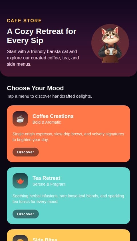 Cat Cafe Menu