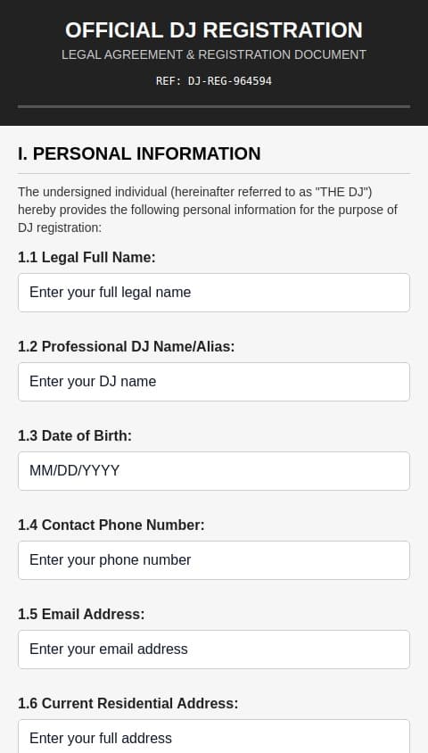 Sigh up to be a good dJ 

It is a legal document 
