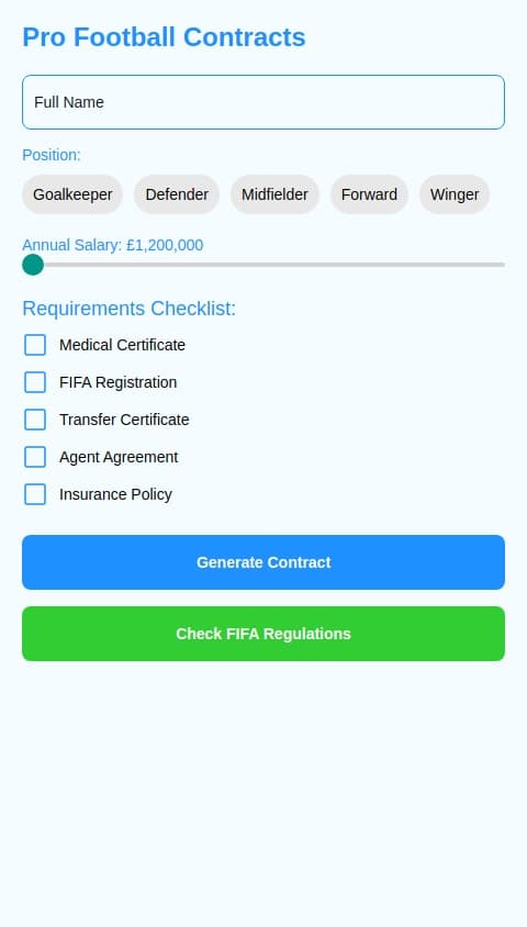 Legal documents to be a professional football player for any team in the world and your budget is £1200000,33000000