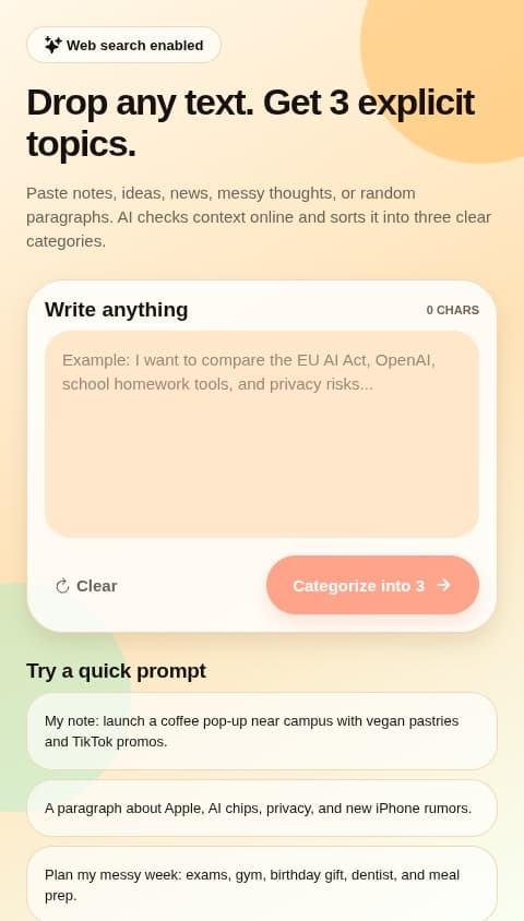 Trio Topic Sorter