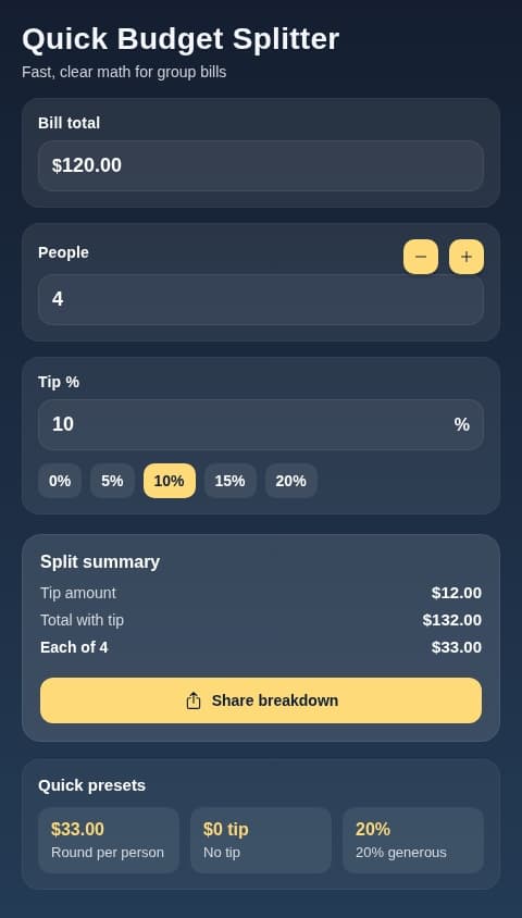 Quick Budget Split