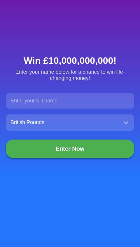 You can win up to £10000,0000000000 pounds or dollars or euros 

If you comment your name you can win 