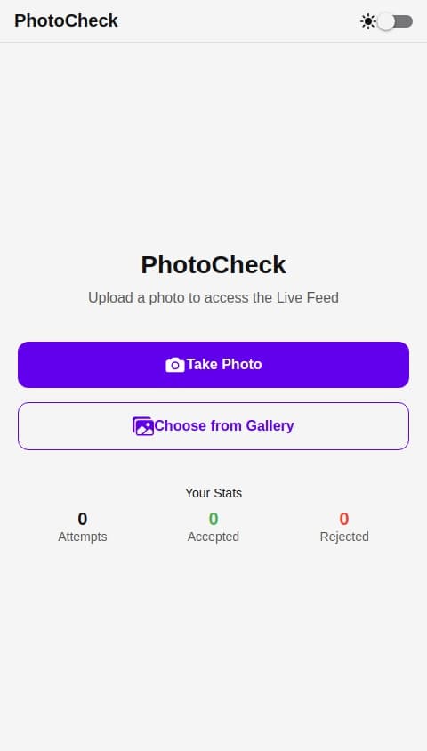 Make a game called PhotoCheck: Reduce Scrolling. On PhotoCheck, you have to upload a photo of your choice. There is a 40% chance that it will get accepted and a 60% chance it'll get declined. If it gets accepted, you can scroll on the Live Feed of the app, which has 10 unique videos. If it gets declined, you have to upload another photo. Also add a light mode and a dark mode to the app.