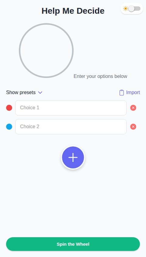 Help Me Decide - Roulette Wheel